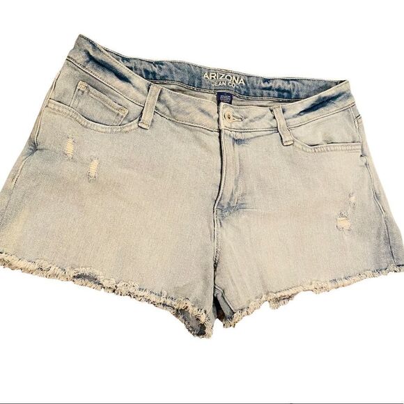 Arizona Light Washed Distressed Jean Shorts Size 13 Junior - Picture 1 of 8